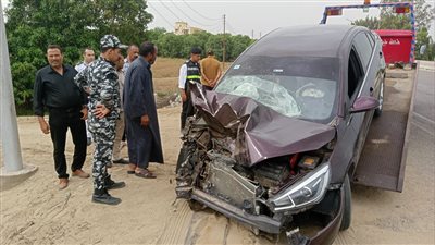 إصابة شخص في تصادم سيارة ملاكي مع تروسيكل بطريق الإسماعيلية بورسعيد 