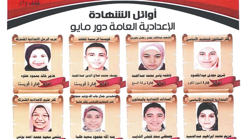 اوائل الشهادة الاعدادية