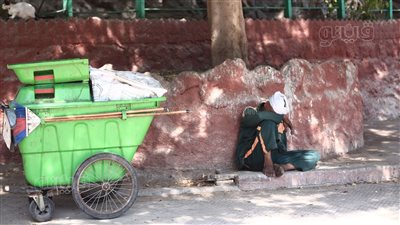 عمال النظافة بحديقة الحيوان يغمضون أعينهم بعد يوم طويل من التجهيزات لعيد الأضحى (صور)
