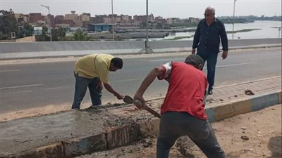 غلق فتحة مخالفة أعلى كوبري تحيا مصر بالإسماعيلية | صور