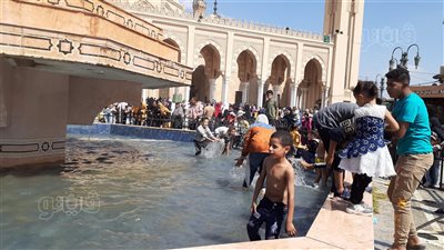 الأطفال يحولون نافورة مسجد السيد البدوي لحمام سباحة|فيديو