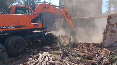 إزالة منزل آيل للسقوط في الوادي الجديد (صور)