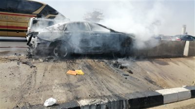 تفحم جثة شخص إثر اصطدام سيارة بالحاجز واشتعالها بمحور 26 يوليو
