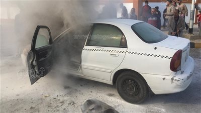 تفحم سيارة ملاكي التهمتها النيران في شارع الهرم 