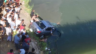 مصرع شخص في انقلاب سيارة ملاكي بترعة الإسماعيلية (صور) 