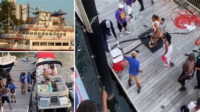 مشاهد مروعة لشجار جماعي بين البيض والسود على رصيف ميناء أمريكي (فيديو)