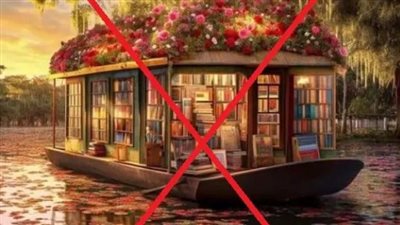 صورة لمكتبة عائمة على سطح مياه مغطى بالورد تثير رواد مواقع التواصل 