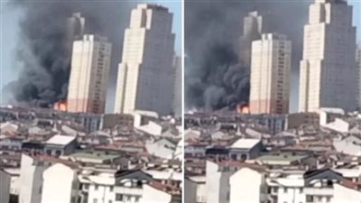 حريق ضخم بمركز ثقافي في تركيا (فيديو)