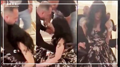 لحظة سقوط حورية فرغلي على السلم (فيديو)