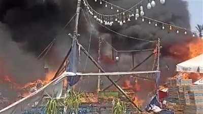 أول فيديو لـ حريق معرض السلع الغذائية بشرم الشيخ