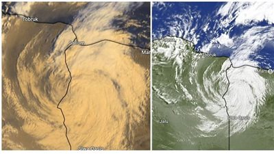 بالأقمار الصناعية، أول صورة للعاصفة دانيال على الحدود المصرية