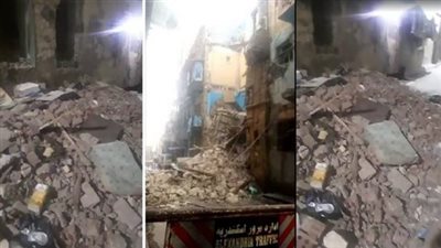 شاهد، اللقطات الأولى لانهيار عقار وميل آخر بمنطقة كرموز بالإسكندرية وإخلاء 11 عقارا آخرين 