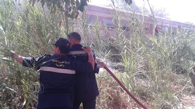 حريق بجوار شريط السكة الحديد بالسنطة في الغربية (صور)