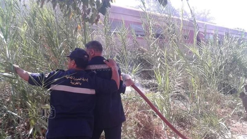 حريق بجوار شريط السكة