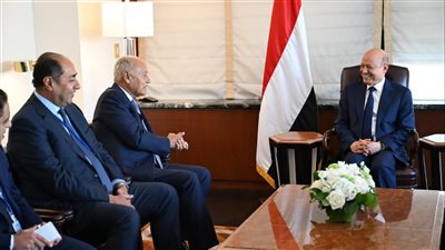 خلال زيارته لنيويورك، تفاصيل لقاء أبو الغيط مع رئيس مجلس القيادة الرئاسي اليمني 