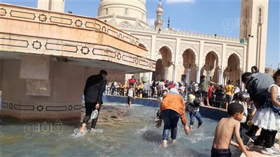 بعد إلغاء مولده.. الأطفال يحولون نافورة مسجد السيد البدوى لحمام سباحة | فيديو
