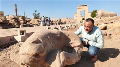 بدء أعمال ترميم رءوس الكباش المكتشفة بطريق المواكب الملكية بالأقصر