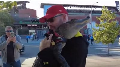 حيوان يمنع مشجعا من حضور مباراة في البيسبول (فيديو) 