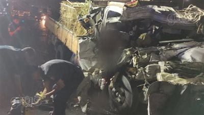 مصرع شخص وإصابة آخر في تصادم سيارتي نقل بالطريق الدائري الإقليمي