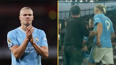 كان هيضربه، لحظة مشاجرة هالاند ومدرب آرسنال (فيديو)