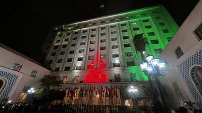 طوفان الأقصى، الجامعة العربية تتزين بعلم فلسطين (صور)