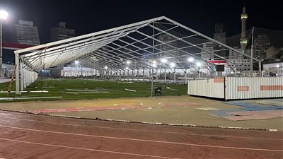 الزمالك يبدأ نصب خيام الانتخابات على ملعب عبد اللطيف أبو رجيلة (صور)