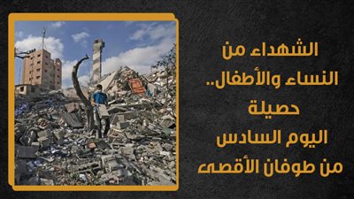نصف الشهداء من النساء والأطفال.. حصيلة اليوم السادس من طوفان الأقصى (إنفوجراف)