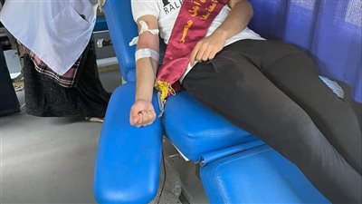 إقبال كبير على التبرع بالدم لصالح الأشقاء الفلسطينيين بجامعة بنها (صور)