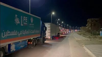 القاهرة الإخبارية: قوافل المساعدات المصرية تتحرك من العريش إلى معبر رفح (فيديو)