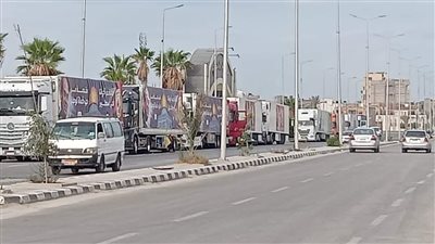 وصلت العريش، حماة الوطن يدفع بمساعدات إغاثية لأهالي غزة 