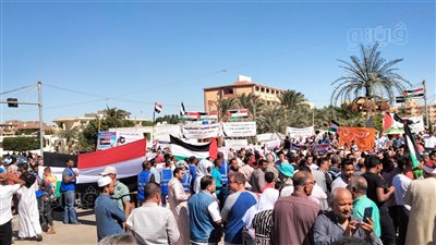 يا فلسطين إحنا وراك ليوم الدين، هتافات أهالي واحات الوادي الجديد في مظاهرة التضامن (صور)