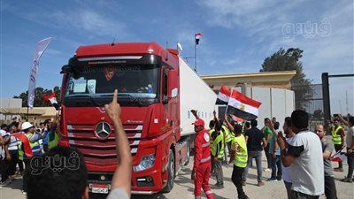 فرحة برجوع أول دفعة من شاحنات المساعدات بعد تفريغها في الجانب الفلسطيني (فيديو) 