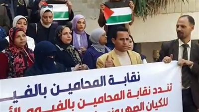 وقفة للمحامين بالفيوم على سلم النقابة لدعم القضية الفلسطينية (صور)