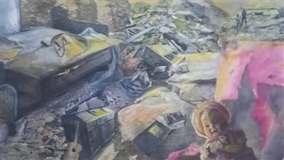 أحداث غزة تتصدر معرض رسومات خريجي الفنون الجميلة بالإسكندرية 