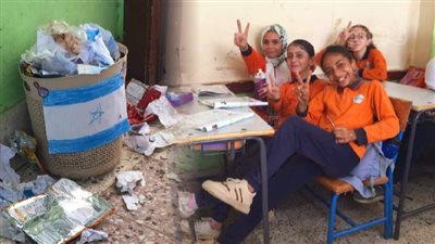 أطفال مدرسة بالغربية يرسمون علم الاحتلال على صناديق القمامة (صور)