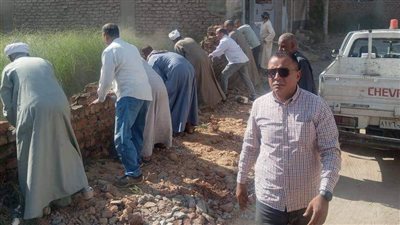 إزالة سور بمنطقة حوض الجنينة بمدينة نجع حمادي في قنا (صور)