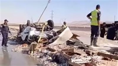 انقلاب سيارة محملة بأسماك على طريق السويس (فيديو)