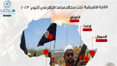 مرصد الأزهر يكشف جرائم التنظيمات الإرهابية بالدول الأفريقية خلال أكتوبر.. 15 عملية إرهابية تسفر عن مقتل 143 شخصا.. وإصابة 21 (إنفوجراف)