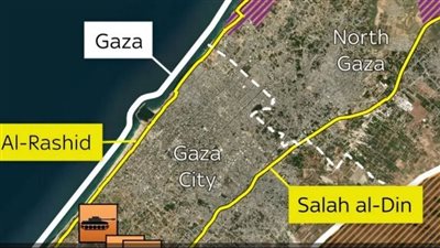  صور فضائية تظهر تقسيم إسرائيل عسكريا لقطاع غزة إلى شطرين 