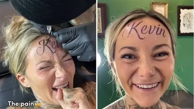 رغم تشاؤم متابعيها على مواقع التواصل، صانعة محتوى تنقش اسم صديقها على جبينها (فيديو)