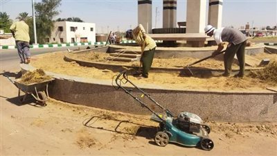 تجميل الميادين والإهتمام بالمظهر الحضارى لواحة بلاط بالوادي الجديد (صور)