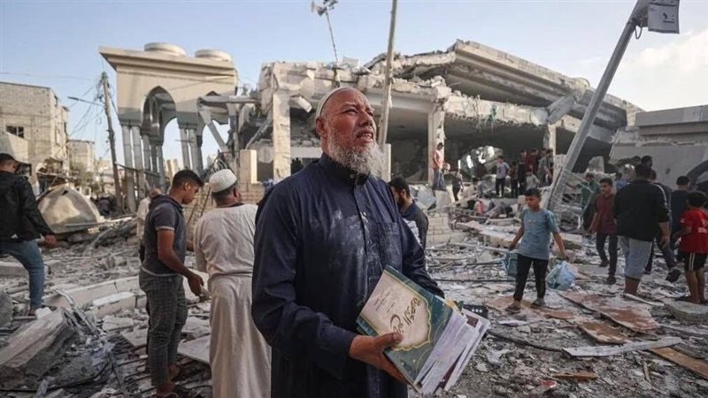 تدمير مسجد بغزة،