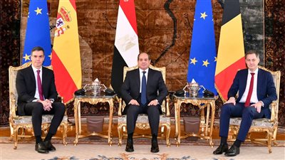 قمة ثلاثية مصرية إسبانية بلجيكية بالاتحادية (صور)