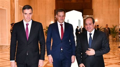 تفاصيل المؤتمر الصحفي بين السيسي ورئيسي وزراء إسبانيا وبلجيكا (فيديو) 