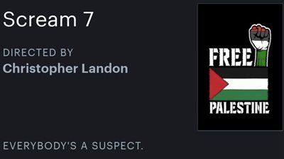 اختراق الصفحة الرسمية لفيلم Scream وتغييره بملصق يدعم فلسطين 