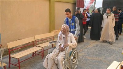 إقبال كبار السن على لجان الانتخابات بقرية العجميين في الفيوم (صور)