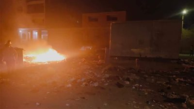 إخماد حريق في محول كهرباء بحلوان