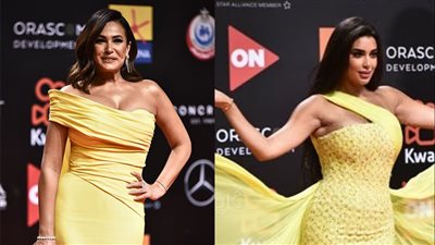 الأصفر يجمع هند وياسمين على ريد كاربت الجونة 2021 | صور