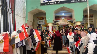 الناخبون يحملون الأعلام أمام لجان الانتخابات الرئاسية في المنصورة (صور)