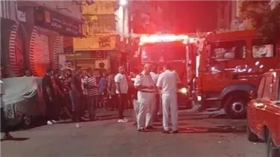 انتداب المعمل الجنائي للتعرف على سبب حريق مركز صيانة السيارات بالعمرانية 